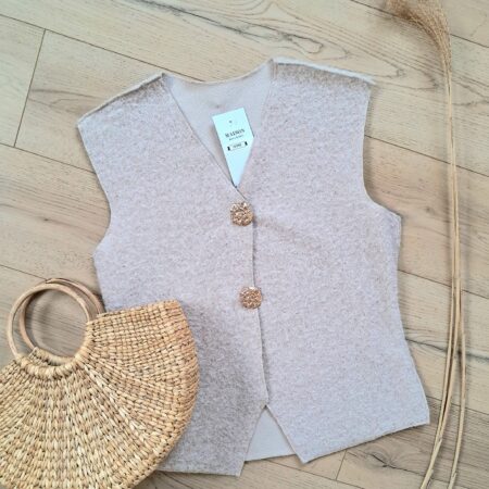 Gilet sans manches boutons dorée