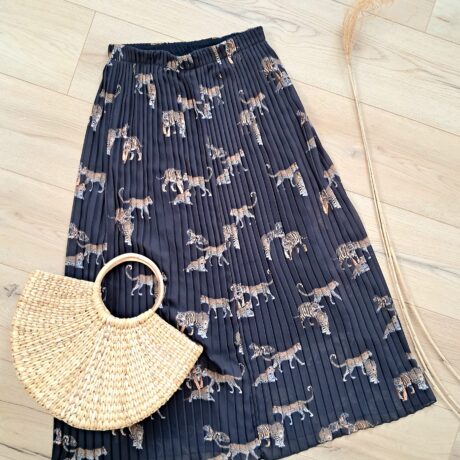 Longue jupe plissée léopard - L